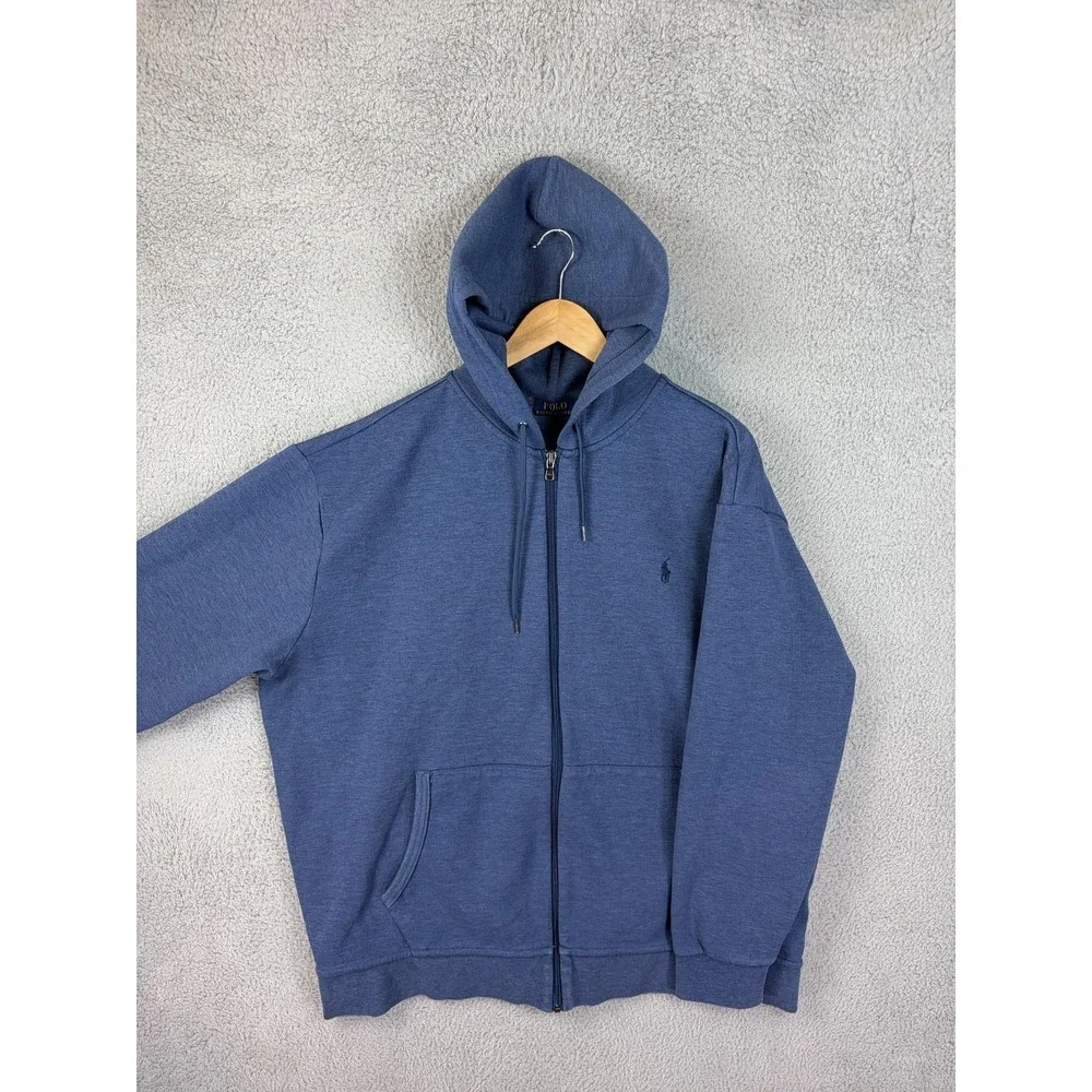 Polo Ralph Lauren Hoodie Men 2XB Blue Full Zip Fleece Sweatshirt Pony Jacket Men